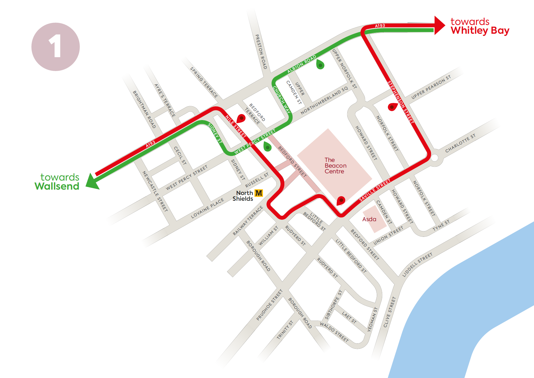 North Shields Town Centre route changes from 13 October Go North